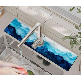 Kitchen Sink Splash Guard Faucet Mat -1 PC Super Absorbent Fast Drying Mat Sink Gadgets-Splash Guard Behind Faucet Drip Catcher for Kitchen, Bathroom,Sink Mat, Dish Drying Mat, Bathroom(23.5" X 5.5" )