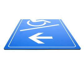 Wheelchair Ramp Left - Sign - Portrait Format - Blue - 4 mm Aluminium Composite Plate (30 x 20 cm)