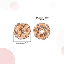 sourcing map 100Pcs 8mm Rhinestone Clay Beads, Polymer Clay Crystal Bead Round Disco Shiny Ball Beads Bulk for DIY Bracelet Necklace Jewelry Making (Peach)