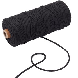 SUNNYCLUE 109 Yards/100m 3mm Black Cotton Strings Beading Cotton Cord Twisted Twine String Thread Findings for jewellery Making Supplies DIY Bracelet Necklace Weaving Crafting Knitting Macrame Wase
