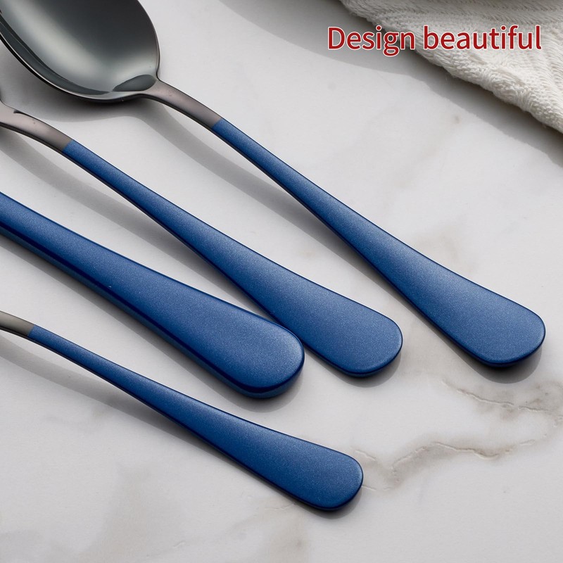Onlycooker 20-Piece Black Silverware Set 18/0 Stainless Steel Flatware Sapphire