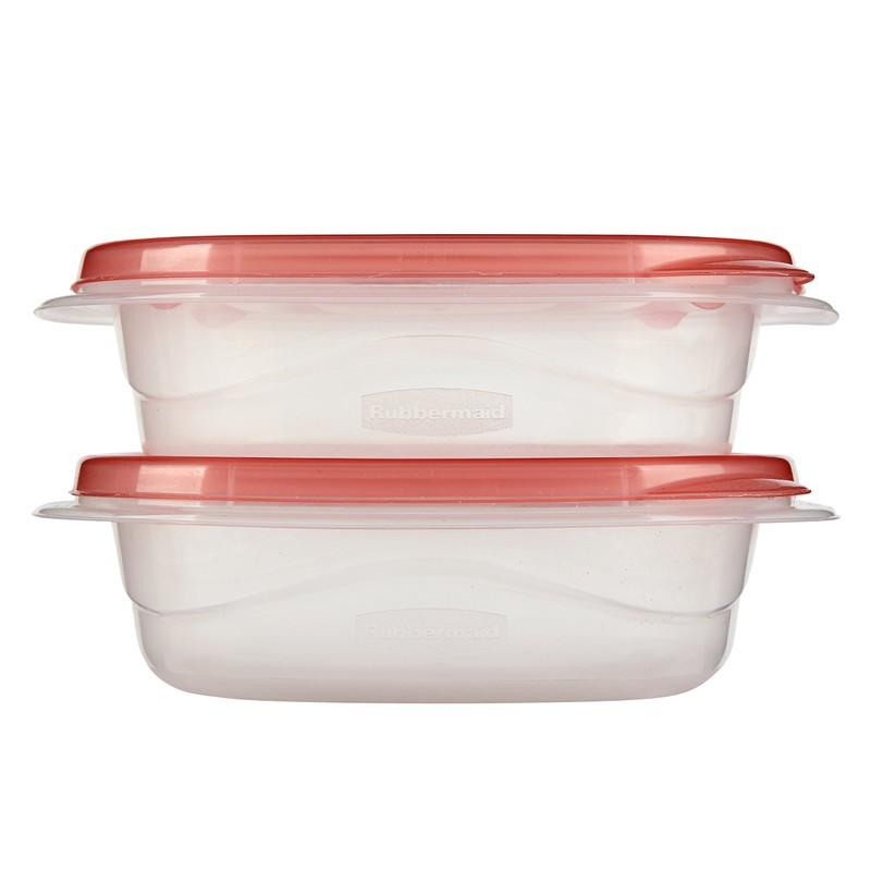Rubbermaid TakeAlongs Square Food Storage Containers, 2.9 Cup, Tint Chili,