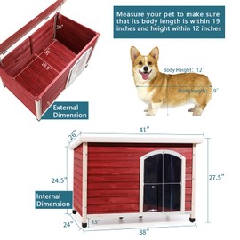 Petsfit Wooden Dog Houses for Small Dog Medium Dog and Large Dogs Weatherproof Outdoor Dog Kennel with Raised Feet