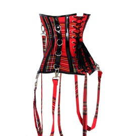 luvsecretlingerie Heavy Duty 26 Double Steel Boned Waist Training Faux Leather Tartan Underbust Tight Shaper Corset #8551-B-T