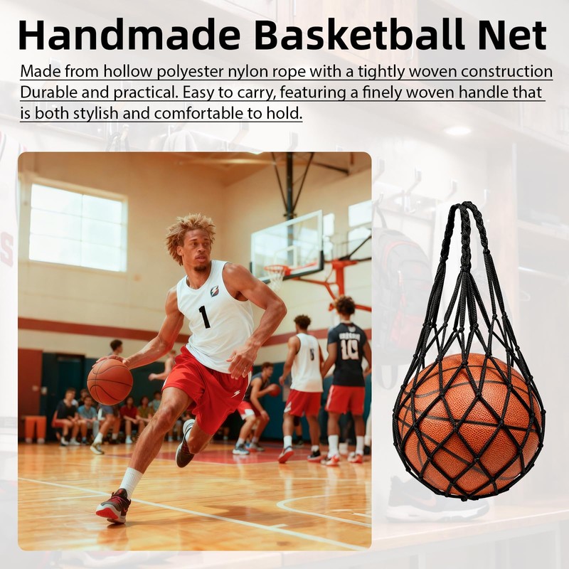 DLBEEM 4 Pcs Single Basketball Bag Mesh Drawstring Volleyball Socce