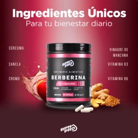 Berberina HCL 500 mg con Cúrcuma, Vinagre de Manzana y Canela – Glucosa Fórmula Natural Bienestar Metabólico – BPN PRO, Cápsulas