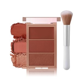 Erinde Paleta de Colorete de 3 Tonos Mate y Creamy, Alta Pigmentación y Larga Duración, En Polvo para Maquillar Las Mejillas, Fácil de Difuminar, Rega