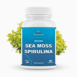 Belmonia Organic Sea Moss Spirulina, 90 Capsules, Dietary Supplement Superfood Capsules for Men & Women Made in USA