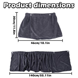 1pc Men's Adjustable Shower Wrap Bath Towel with Snap Closure,Men's Bathrobes Beach Towels Short Shower Skirts, Adjustable Men’s Bath Wrap Towel, Towel Skirt for Home Gym Spa Beach Pool (Gray)
