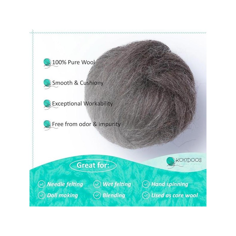 Kondos 콘도스 내추럴 빗질 울 로빙, 8온스 바늘 펠팅, 수공예