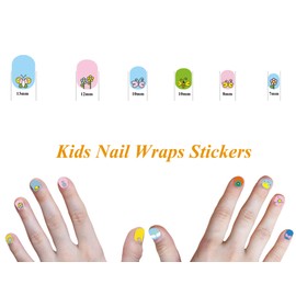 Kids Nail Stickers Full Nail Wraps Self Adhesive Nail Polish Strips for Kids Girls Nail Art Decoration Fun Including Flowers Butterflies Cows Recommend for Age 8 and Older (Pack of 10)