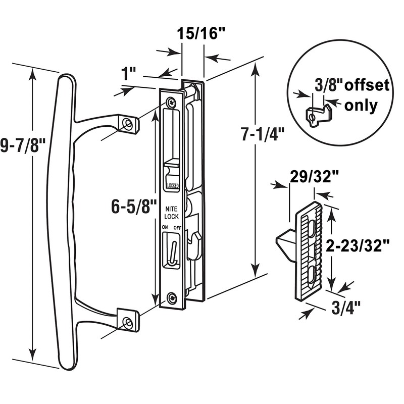 ACEPLANET Flush Mount Non-Keyed Sliding Glass Door Handleset, 6-5/8" H.C.,