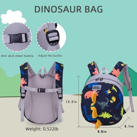 willikiva Dinosaur Toddler Mini Backpack Children Kids Baby Safety Harness Leash Waterproof Boys and Girls (3D Deep Blue)