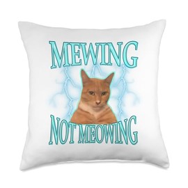 Funny Cat Meme Mewing LooksMax Meowing cat Trend Throw Pillow