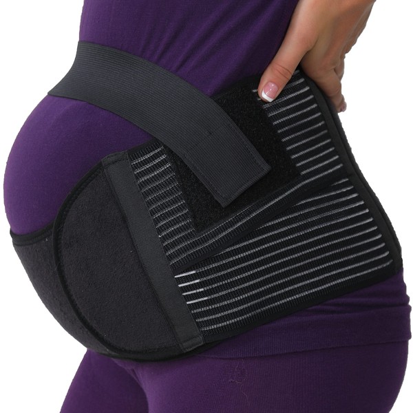 NEOtech Care Ceinture grossesse de soutien lombaire et abdominal - Coton - Support pour femme enceinte - Marque (Charbon, Taille S)