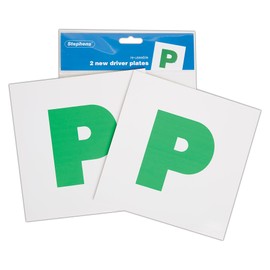 Stephens Provisional P Plates Stickers Green Pack Of 2, For Car, Reusable For Front And Rear Of Car, Use P Plates While Driving Once Learner Has Pass And Licence Is Obtained, Must-Have Accessories