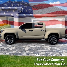BOGAR TECH DESIGNS Rear Side Window American Flag Vinyl Decal Sticker Fits Chevy Colorado & GMC Canyon 2015-2025, Thin Red Line