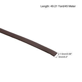 sourcing map Leather Cord, 49.21 Yards 5mm Flat Suede String for Purse Handbag Shoelace DIY Crafts Bracelet Making, Dark Brown 1 Roll