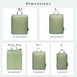 BAGAIL - Juego de 4 cubos de compresión ultraligeros organizadores de embalaje para accesorios de viaje, equipaje veliz mochila, Verde Matcha, Nailon 70D