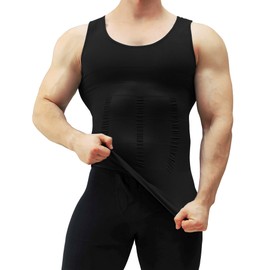 MEETYOO Compression Tank Top Men's Shapewear Sleeveless Muscle Shirts Gym Sports Undershirt Men T Shirt Bodybuilding Workout Body Shaper Top, black