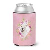 Caroline's Treasures CK4268CC White Pit Bull Terrier Pink Flowers Can