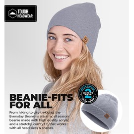 Tough Headwear Daily Knit Beanie - Beanies Hats for Men - Winter Hats for Men & Women - Warm Knitted Hats for Cold Weather & Stocking Cap Light Gray