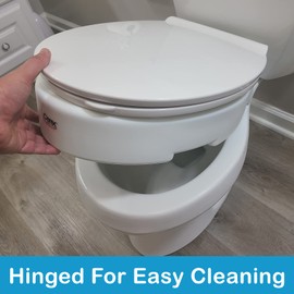 Carex Hinged Round Raised Toilet Seat Riser, Adds 3.5 Inches of Height, 300 lbs Capacity, Elevating and Raising Seat for Elderly and Handicap, Universal, Slip-Resistant, White