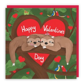 Hunts England - Romantic Sloths Valentines Day Card For Him - Her - Happy Valentines Day - Sloths Hugging - Cute Animals Collection