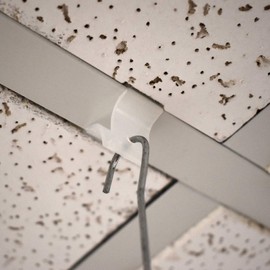 Drop Ceiling Grid Clip Snap On Sign Hangers with 3/16" Hole, Includes 12" H Metal Double C Hooks, 10 Pack
