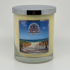 Florida Beach Candle, Miami Beach.Long-Lasting Scented Candle(40-50hrs), 11oz, Double Cotton Wick, 100% Natural Soy, Home Scented and Decoration, Aromatherapy, Anti-Stress.