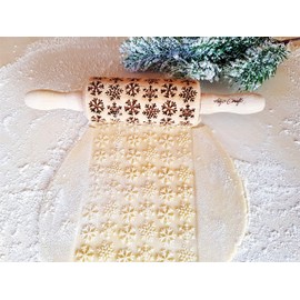 Christmas Set of 3 Children's Rolling Pin for Homemade Pastries. Christmas Rolling Pin. Engraved Rolling Pin with Pattern of Algis Crafts