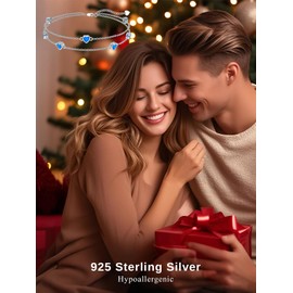 Dorunmo Heart Birthstone Anklet Bracelets for Women 925 Sterling Silver Birthday Jewelry Best Mother's Day for Women Wife, Anklet 9"-11", Sterling Silver, base