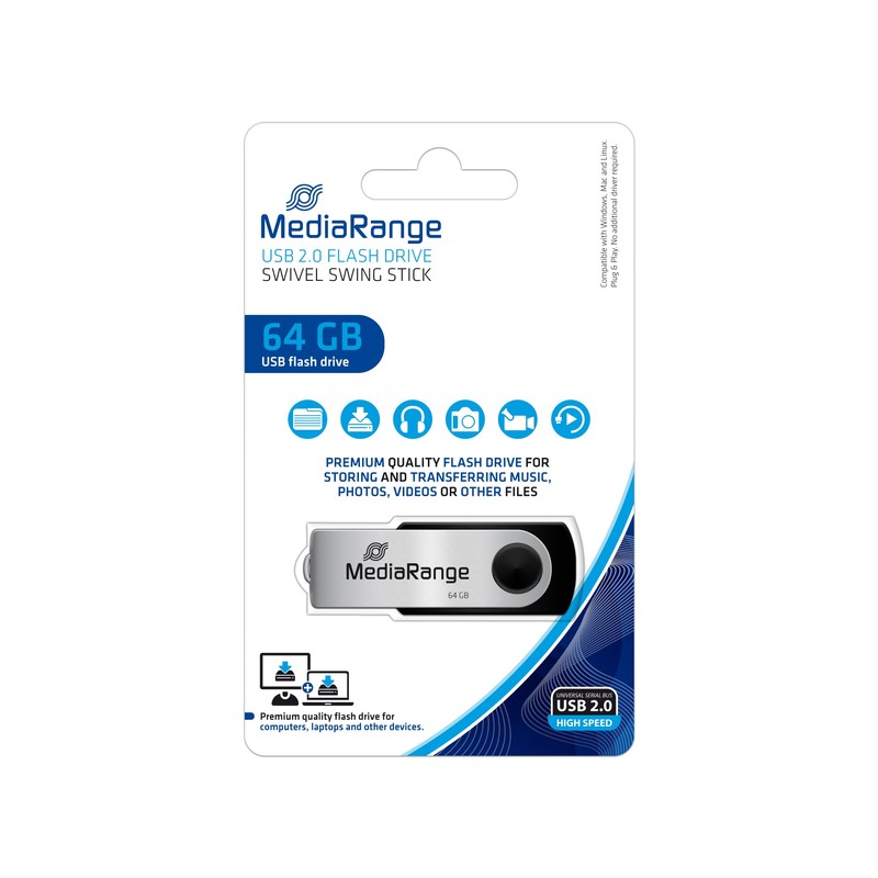 MediaRange MR912 64 GB memory stick silver.