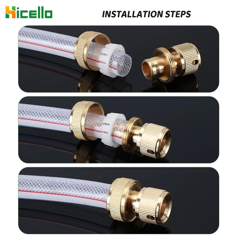 Hicello 4PACK Garden Hose Quick Connector, Quick Disconnect Hose Fittingsn