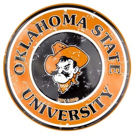 Signs 4 Fun Round Sign | Oklahoma State Sign | 12” Diameter | Embossed Aluminum Sign | Made in the USA