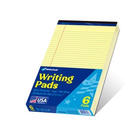 WritePads Legal Pad 8.5"x14" Note Pad,Wide Ruled Writing Pad,Canary Paper,6 Pack,50 Sheets Per Pad,Micro perforated Notepad,Made in the USA
