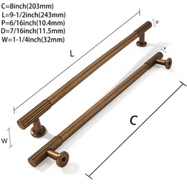 khtumeware 8 Inch Hole Center 10 Pack Antique Brass Heavy Duty Solid Vintage Brass Cabinet Pulls, Kitchen Drawer Handles, for Dresser cabinets, cabinets, Door cabinets, Hardware