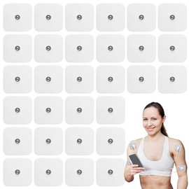 Elektroden Pads 32er Nachkaufset – 50x50mm Selbstklebende Gel-Pads mit 3,5mm Druckknopf, Premium TENS Elektroden für Sanitas & Beurer Geräte, Wiederverwendbar & Hautfreundlich