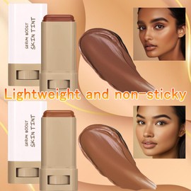 Tnoctuh 2 Colors Tinted Moisturizer Stick Serum for Boost Skin Tint, Moisturizing Foundation Stick Solid Tinted, Natural Makeup Multiuse Solid Beauty Balm for Contour Concealer and Foundation