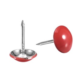 QUARKZMAN 40pcs Upholstery Nails 11mm x 17mm Round Head Decorative Furniture Tacks Thumbtacks for Furniture Sofa Headboards Red