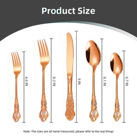 CITESANA 20-Piece Stainless Steel Flatware Set, Rose Gold Silverware Set Service for 4, Cutlery Utensils Set, Mirror Polished, Dishwasher Safe