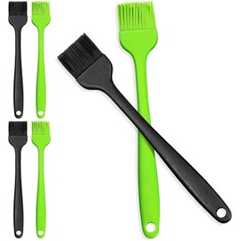 6 Piezas Pincel de Silicona para Repostería y Cocina Mango Largo, 4 Hileras 13 Cerdas por Hilera, Resistente al Calor hasta 480°f
