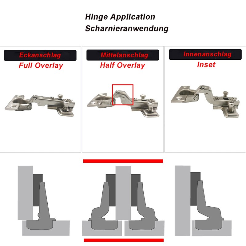LIKERAINY 95 Degree Full Overlay Hinges 26mm Without Damper Kitchen