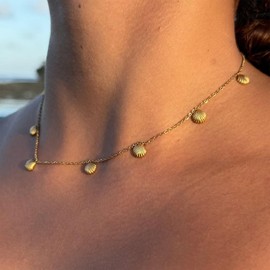 Stocking Stuffers Gifts for Women Gold Starfish Necklace Gold Seashell Charm Necklace for Women Shell Necklace Trendy Beach Surfer Neclace Boho Layered Necklaces Summer Dresses Accessories for Women