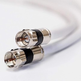NETCEED-Coaxial Cable-RG6 6ft -trishild 77%-PVC 820 with F-Type Connector Indoor/Outdoor Universal Wire White Cord