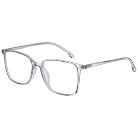 Dollger Blue Light Blocking Glasses Women Men Square Nerd Eyeglasses Frame Lightweight Computer Glasses Grey