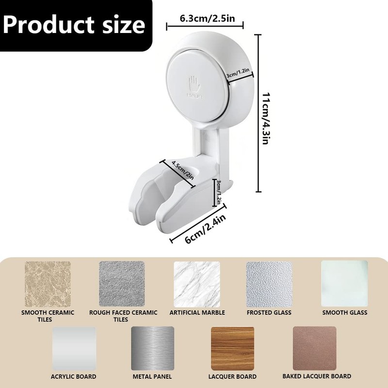 RtottiM Suction Shower Head Holder Adjustable Vacuum Handheld Shower Bracket