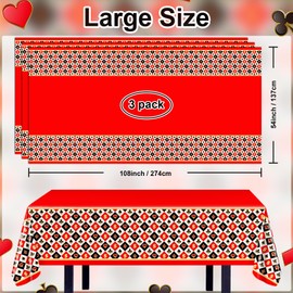 Avezano 3 pcs Casino Poker Table Cover Disposable 108x54 inch Casino Theme Party Decorations Las Vegas Casino Night Party Plastic Tablecovers
