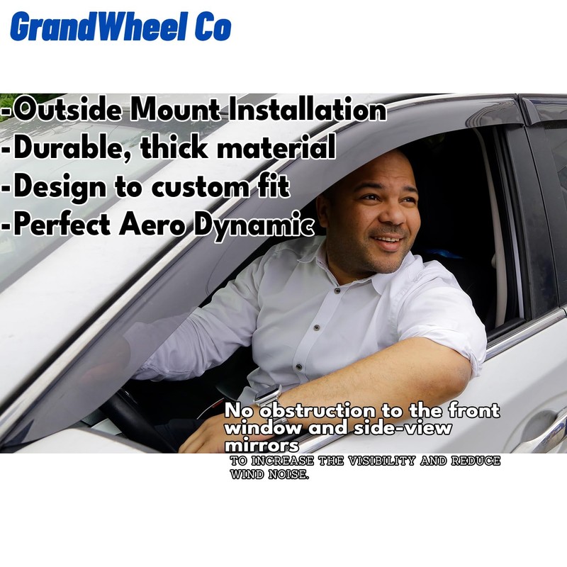Window Deflectors Smoke Tinted Tape-On Side Window Vent Visor Deflectors