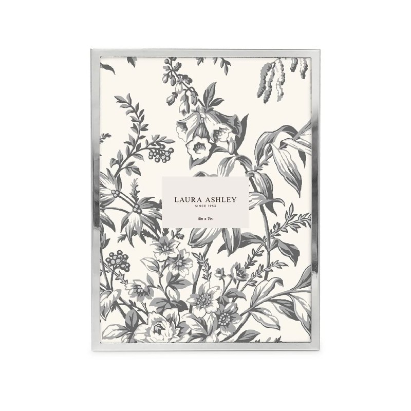 Laura Ashley 5x7 Silver Flat Metal Picture Frame (Vertical &